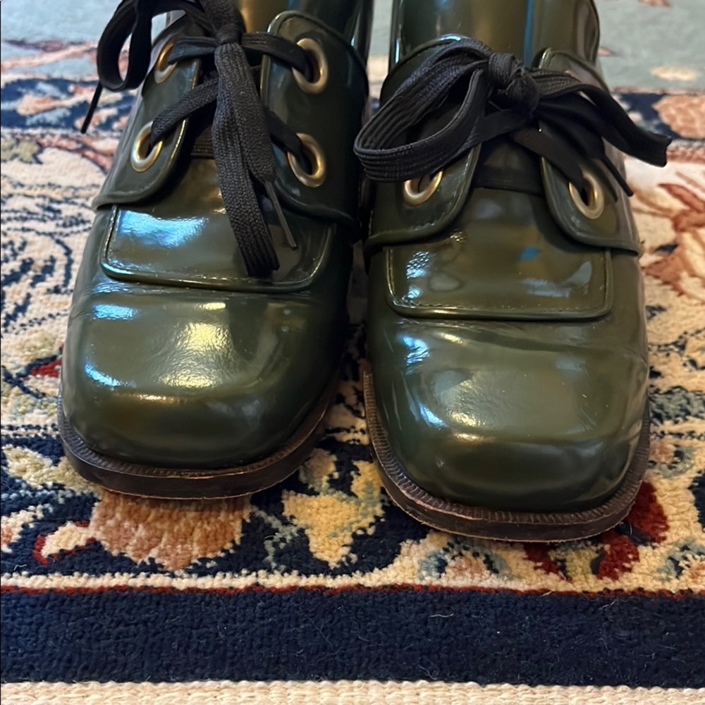 No. 6 Store Patent Leather Oxford Lace-Up Shoes Green - Picture 7 of 8